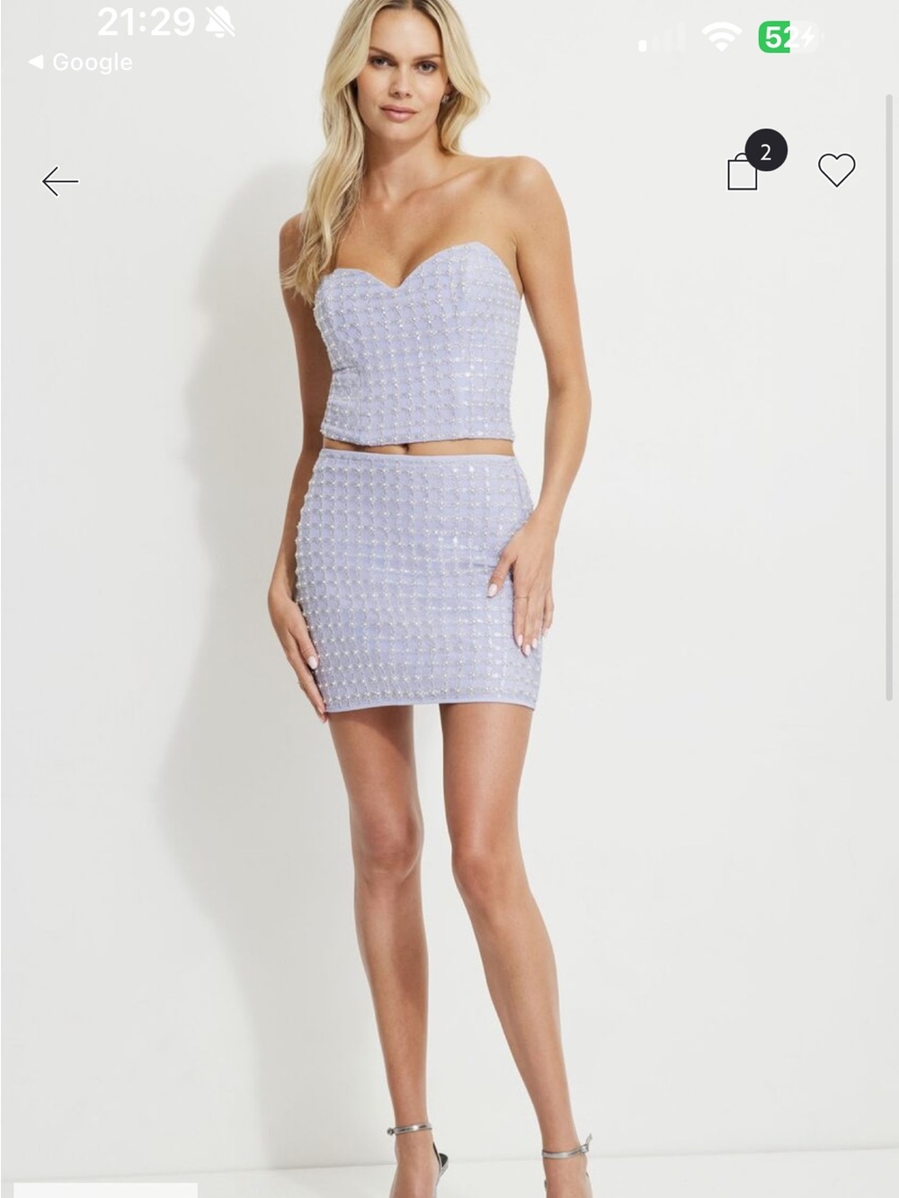 Dynamite Lavender Sequin Grid Mini Skirt Set